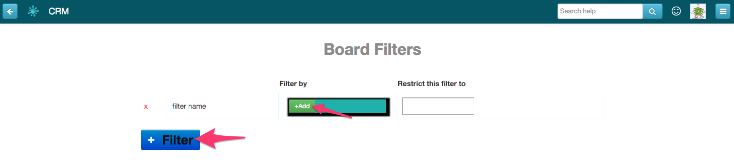 Board Filters screen