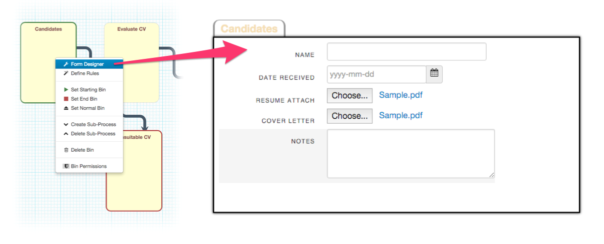 choose fields for process