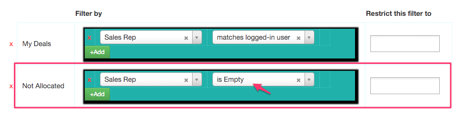 not allocated leads filter example